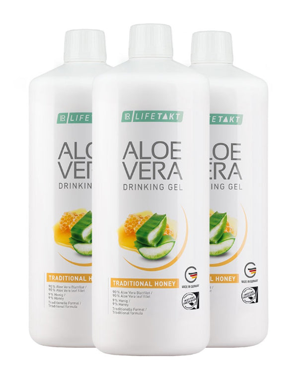 Aloe Vera Drinking Gel Traditional with Honey 3 Bottles x 1000ml