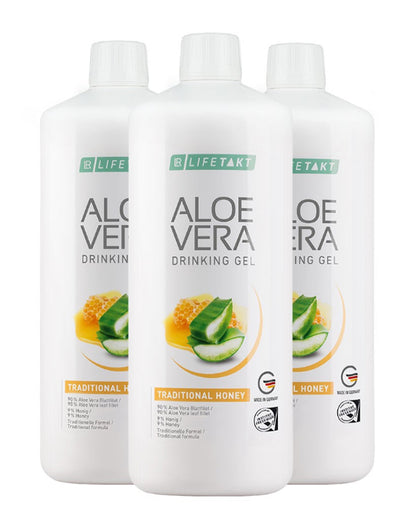 Aloe Vera Drinking Gel Traditional with Honey 3 Bottles x 1000ml